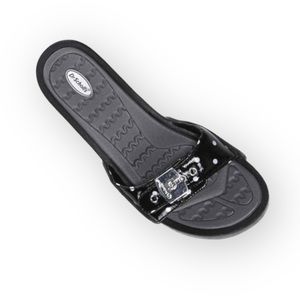 Dr scholls Black Dot Rock Patent Leather Sandal size 12m